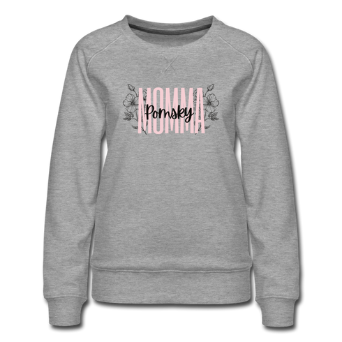 Pomsky Momma Floral Women’s Premium Sweatshirt - heather gray